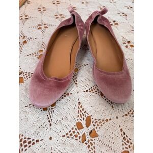 J.Crew Womens Pink Velvet Block‎ Heel Ballet Pumps Size 9.5 Low Heel Shoes